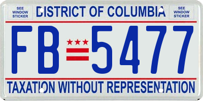 DC license plate FB5477