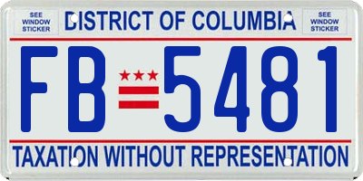 DC license plate FB5481