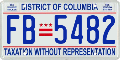 DC license plate FB5482