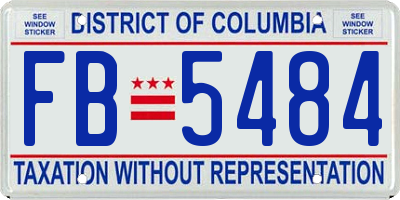 DC license plate FB5484