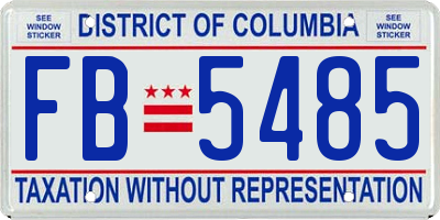 DC license plate FB5485