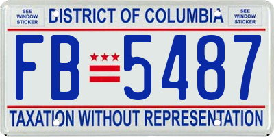 DC license plate FB5487