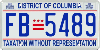 DC license plate FB5489