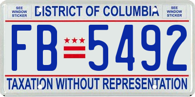 DC license plate FB5492