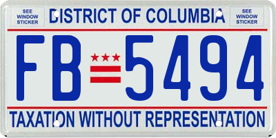 DC license plate FB5494