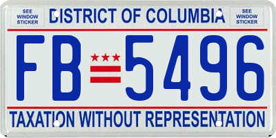 DC license plate FB5496