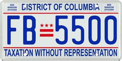 DC license plate FB5500