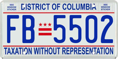 DC license plate FB5502