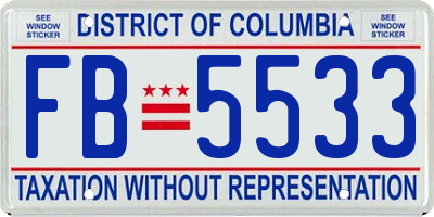 DC license plate FB5533