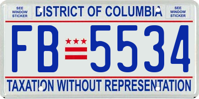 DC license plate FB5534