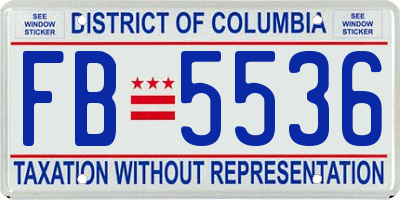 DC license plate FB5536