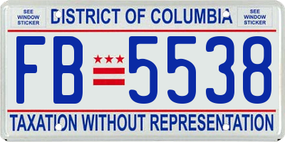 DC license plate FB5538