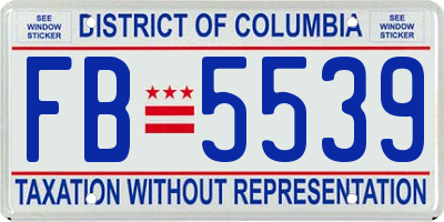 DC license plate FB5539