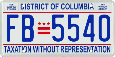 DC license plate FB5540