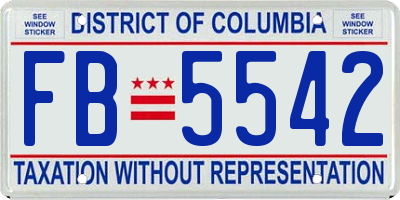 DC license plate FB5542