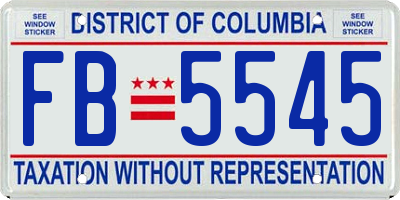 DC license plate FB5545