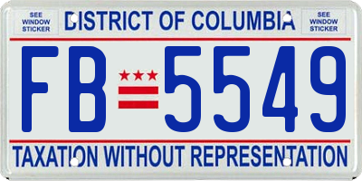 DC license plate FB5549