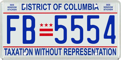 DC license plate FB5554