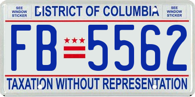 DC license plate FB5562