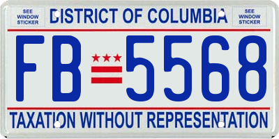 DC license plate FB5568