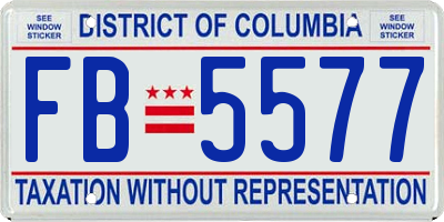 DC license plate FB5577