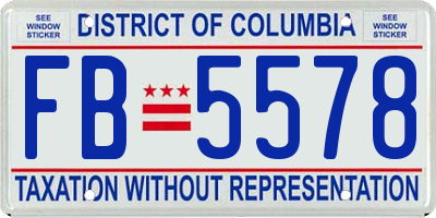 DC license plate FB5578