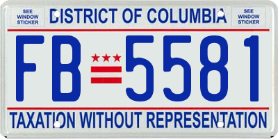 DC license plate FB5581