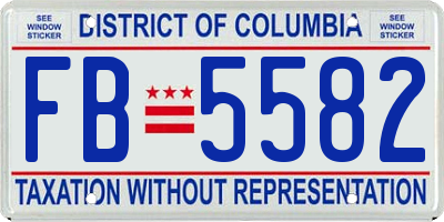 DC license plate FB5582