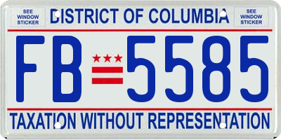 DC license plate FB5585