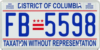 DC license plate FB5598