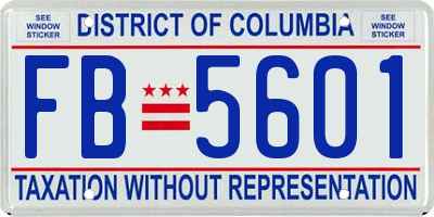 DC license plate FB5601