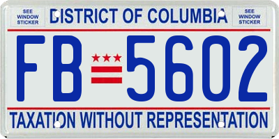 DC license plate FB5602