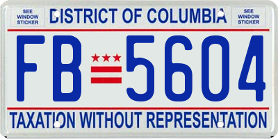 DC license plate FB5604