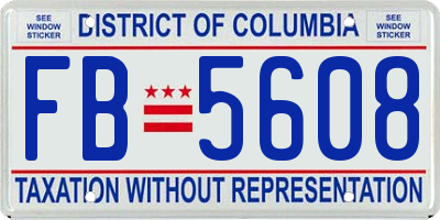 DC license plate FB5608