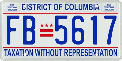 DC license plate FB5617