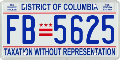 DC license plate FB5625