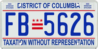 DC license plate FB5626