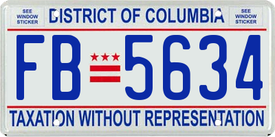 DC license plate FB5634