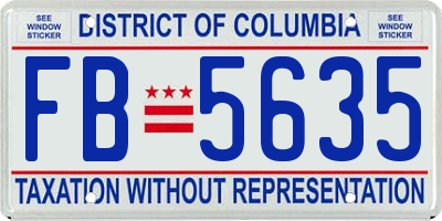 DC license plate FB5635