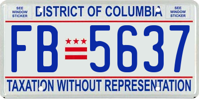 DC license plate FB5637