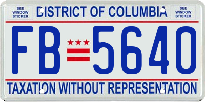 DC license plate FB5640