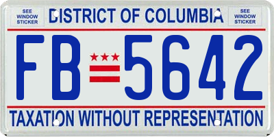 DC license plate FB5642