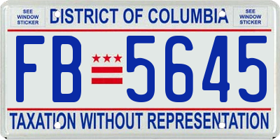 DC license plate FB5645