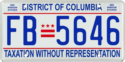 DC license plate FB5646