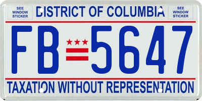 DC license plate FB5647