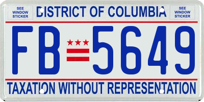 DC license plate FB5649