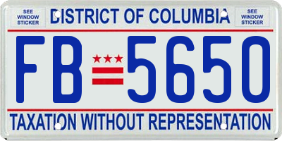 DC license plate FB5650