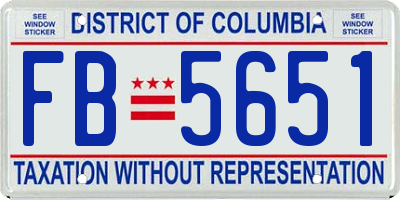 DC license plate FB5651