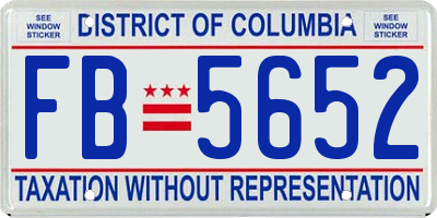 DC license plate FB5652