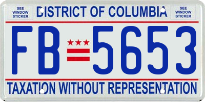 DC license plate FB5653